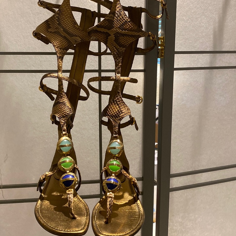 Sergio Rossi snake skin gladiator sandals